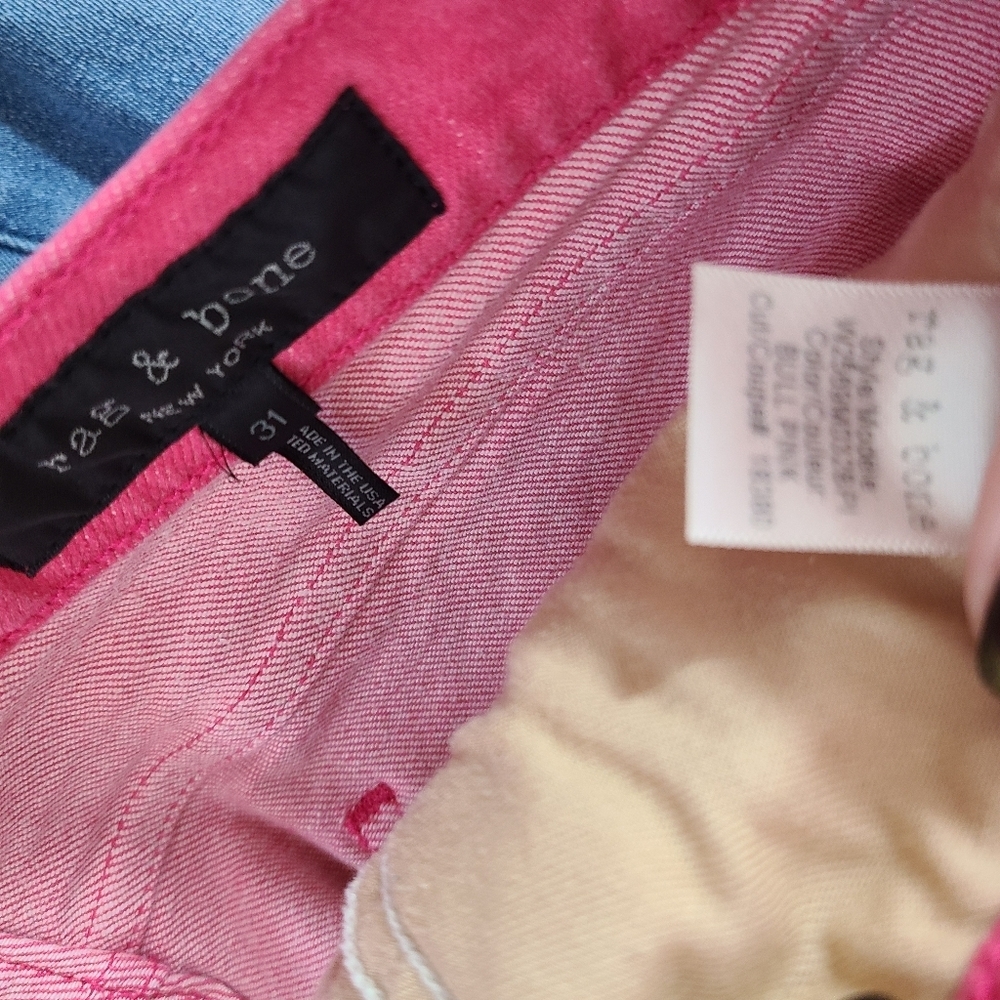Rag & bone ankle cigarette jeans Bull Pink neon denim womens size 31 - Picture 6 of 7
